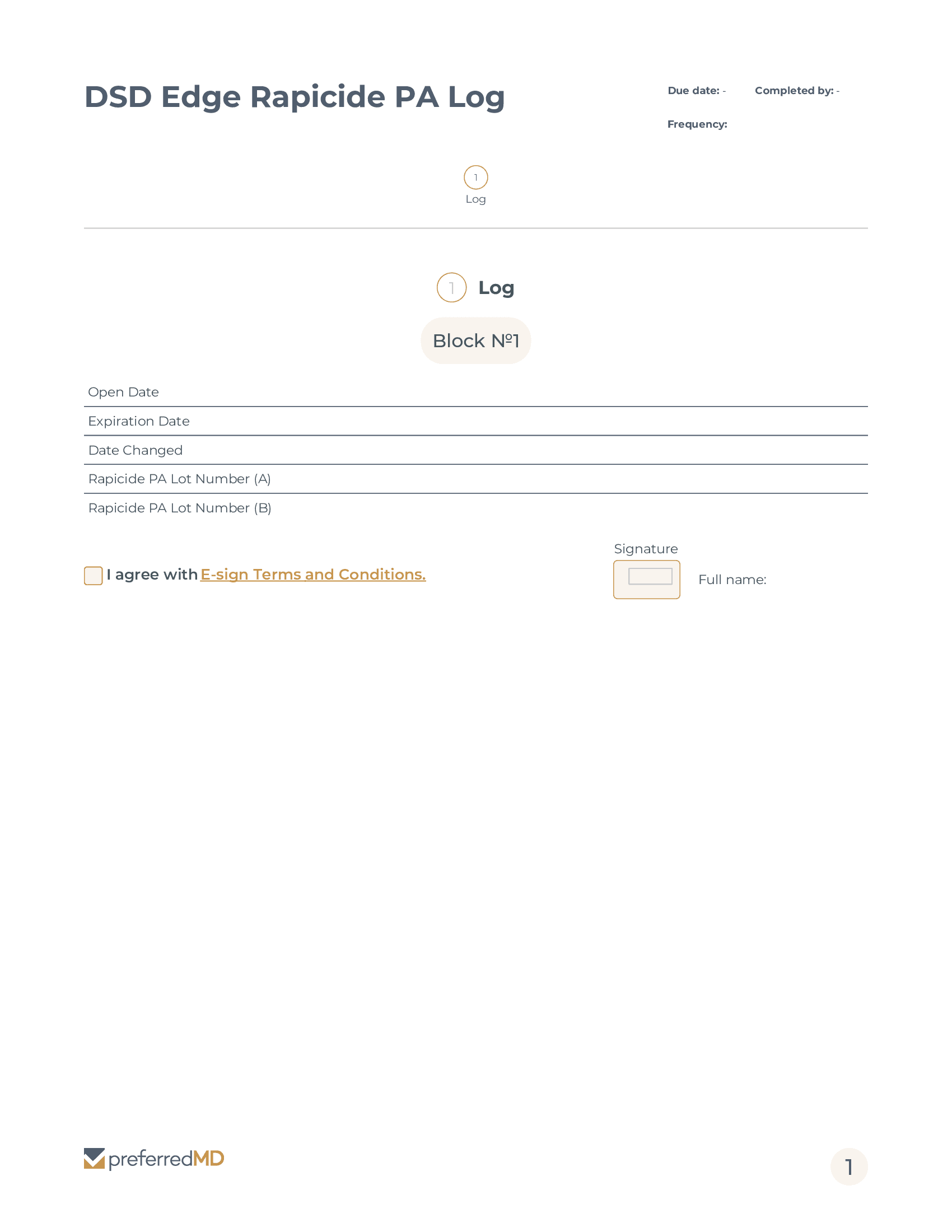 DSD Edge Rapicide Log template PDF