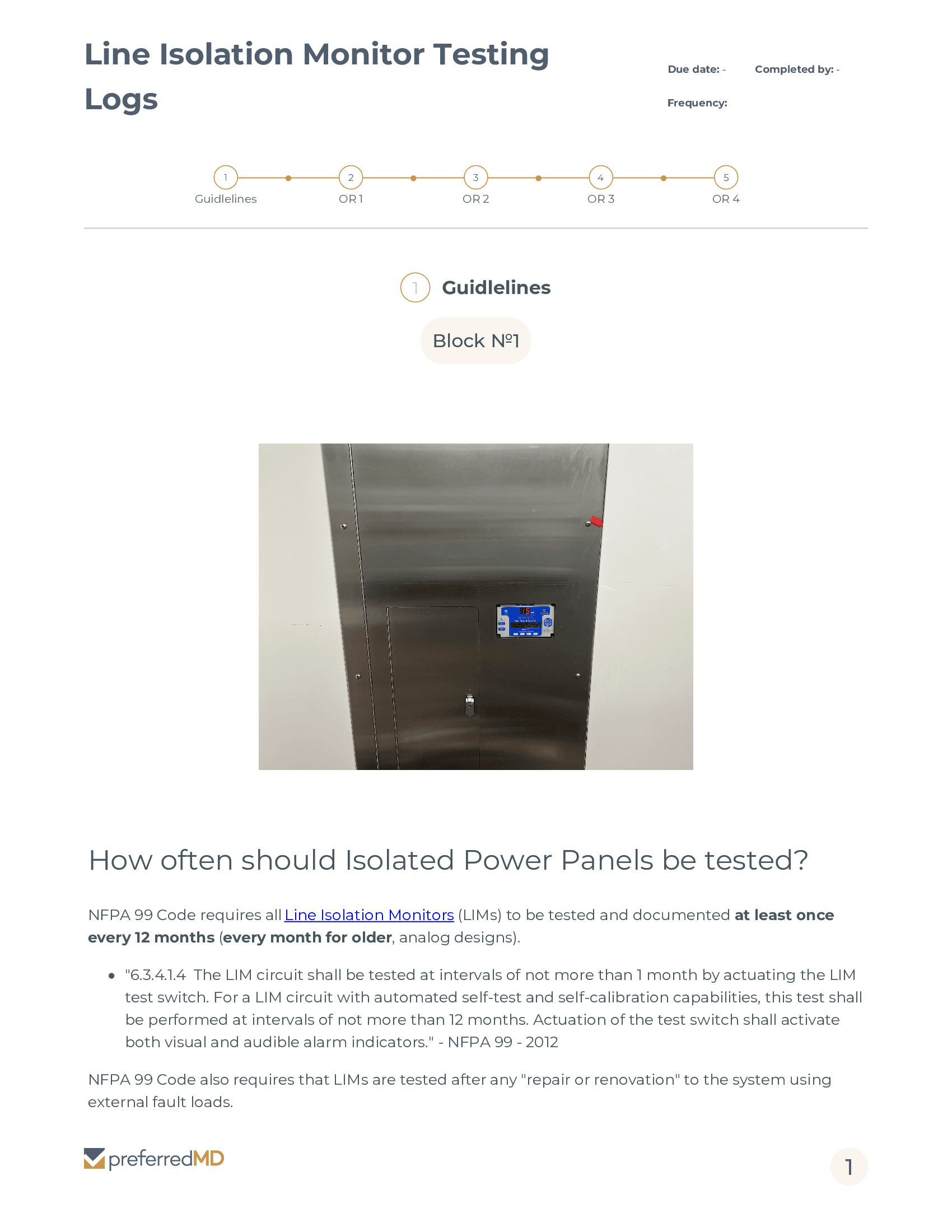 Line Isolation Monitor Testing Logs template PDF