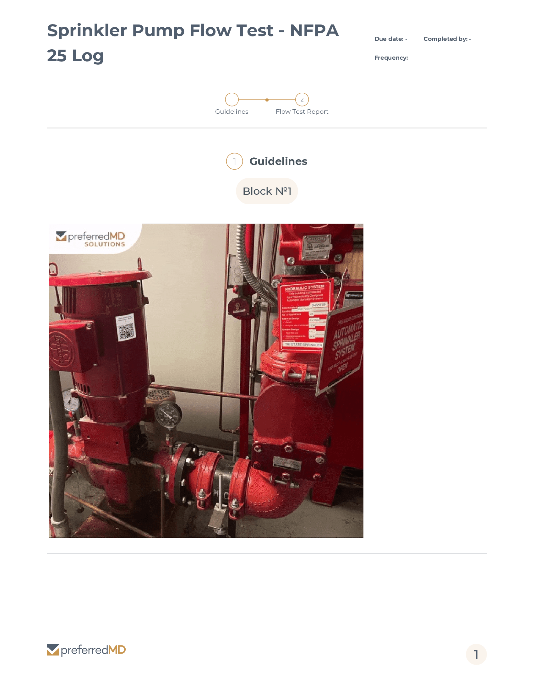 Sprinkler Pump Flow Test - NFPA 25 Log template PDF