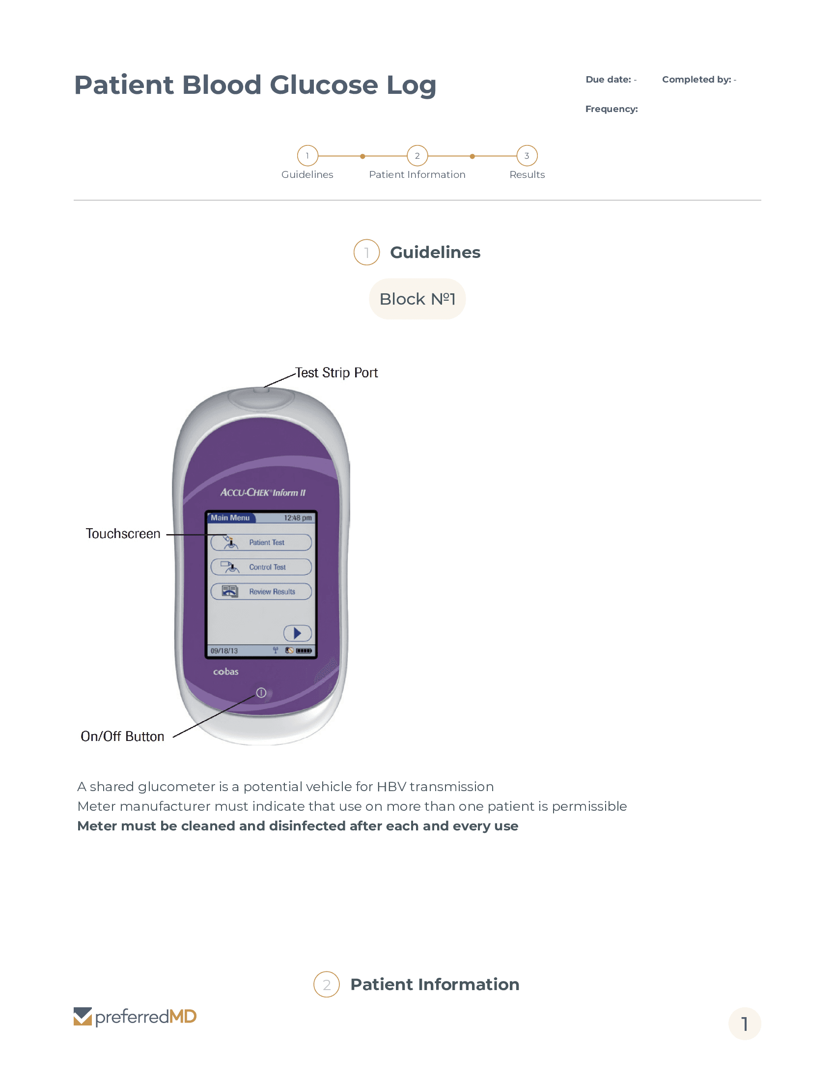 Patient Blood Glucose Log template PDF