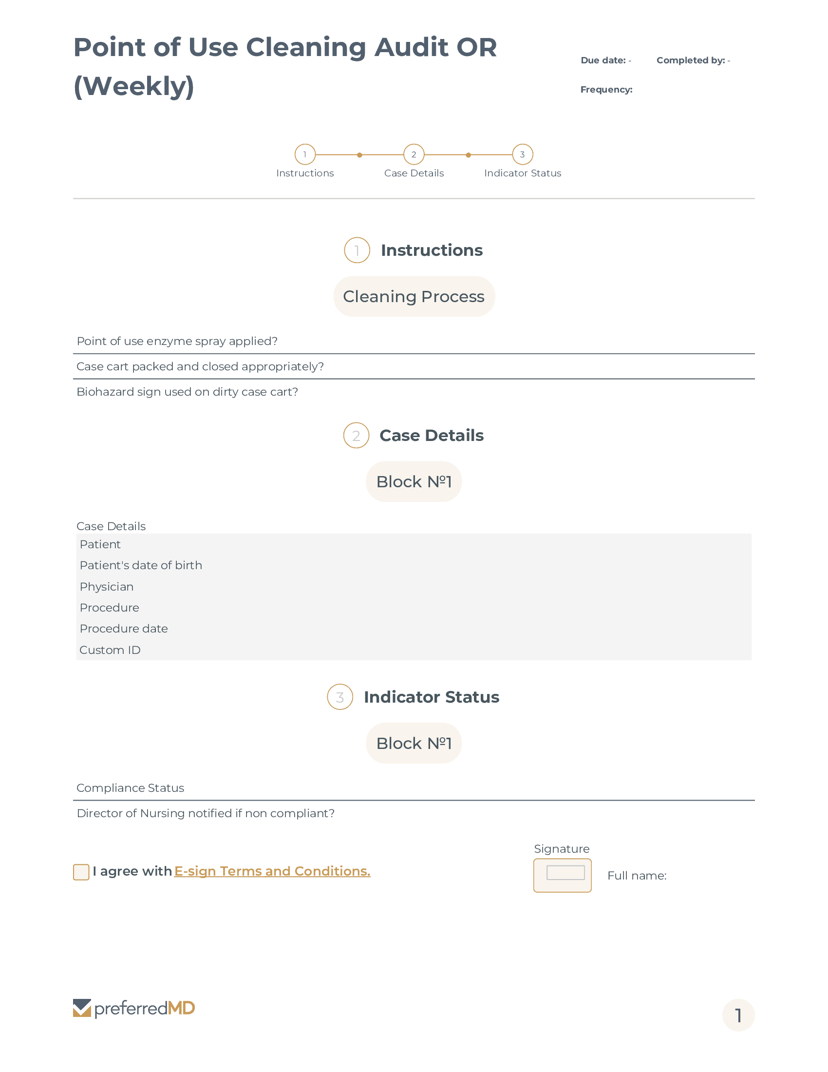 Operating Room Point of Use Cleaning Audit Log template PDF