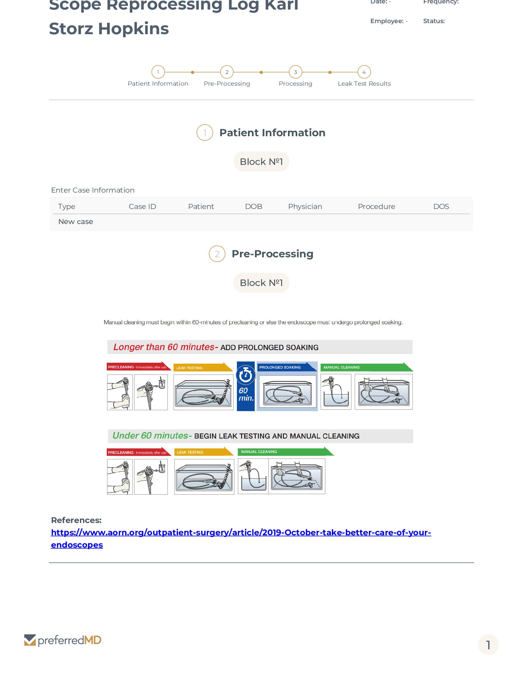 Scope Reprocessing Log Karl Storz Hopkins template PDF