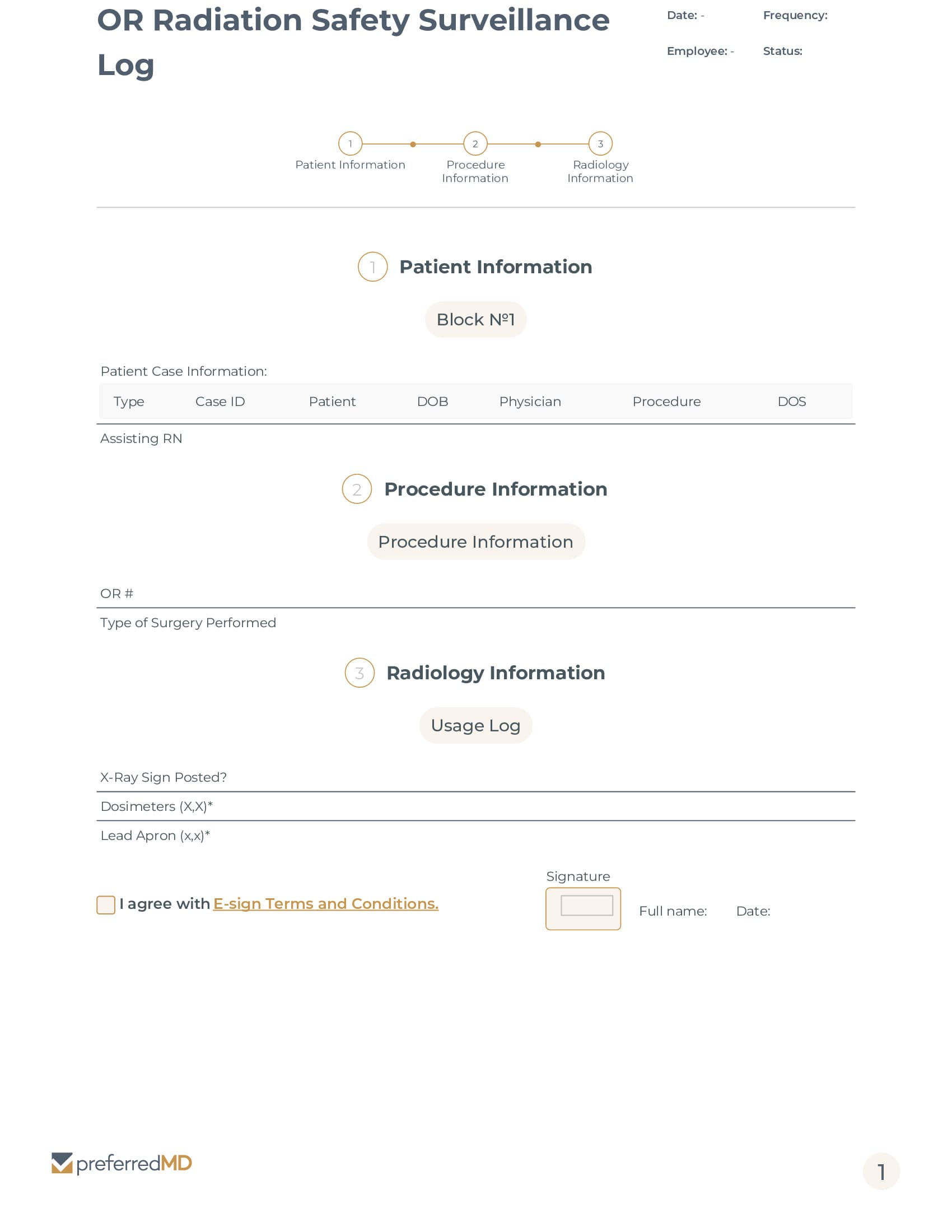 OR Radiation Safety Surveillance Log template PDF