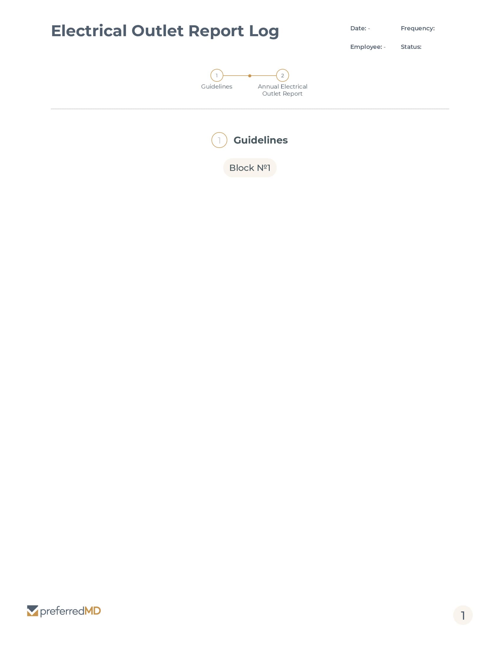 Electrical Outlet Report Log template PDF