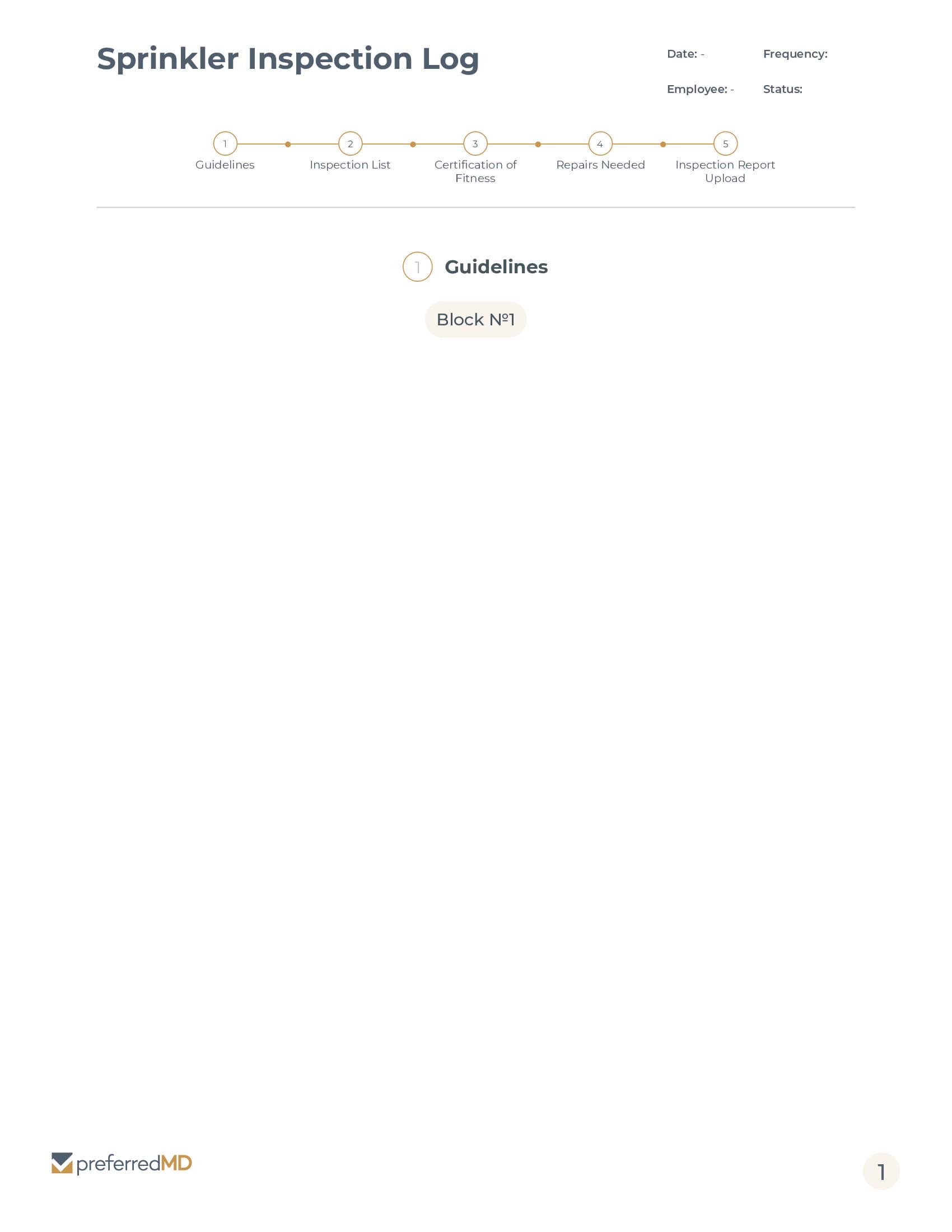 Sprinkler Inspection Log template PDF