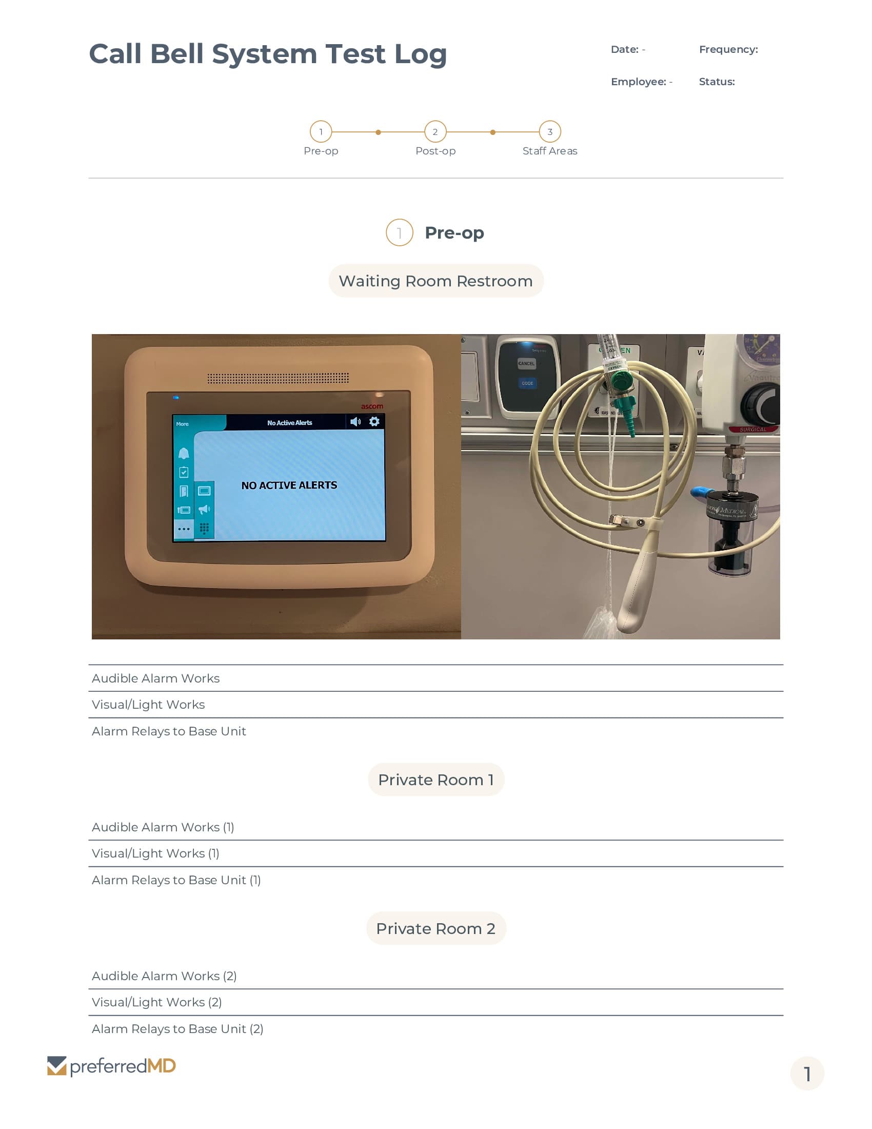 Call Bell System Test Log template PDF